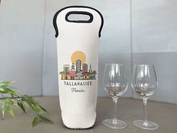 Tallahassee Florida Skyline Wine Carrier Bottle Tote
