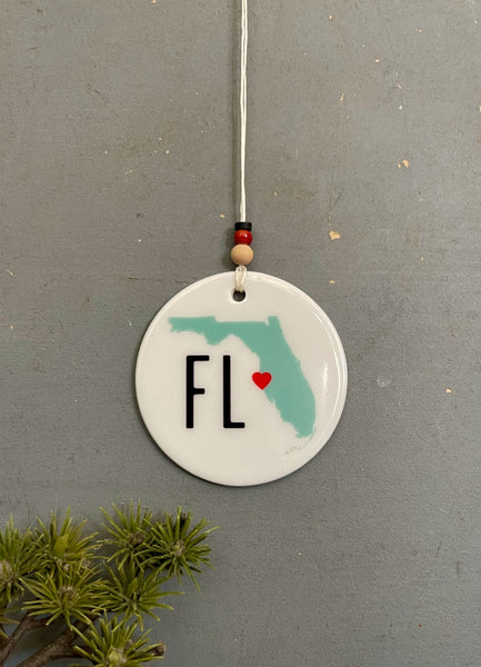 Tampa Bay Love Florida Map Ornament | FL State Tree Decoration | Christmas Xmas Holiday Ornament