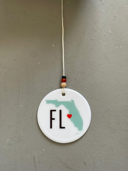 Tampa Bay Love Florida Map Ornament | FL State Tree Decoration | Christmas Xmas Holiday Ornament