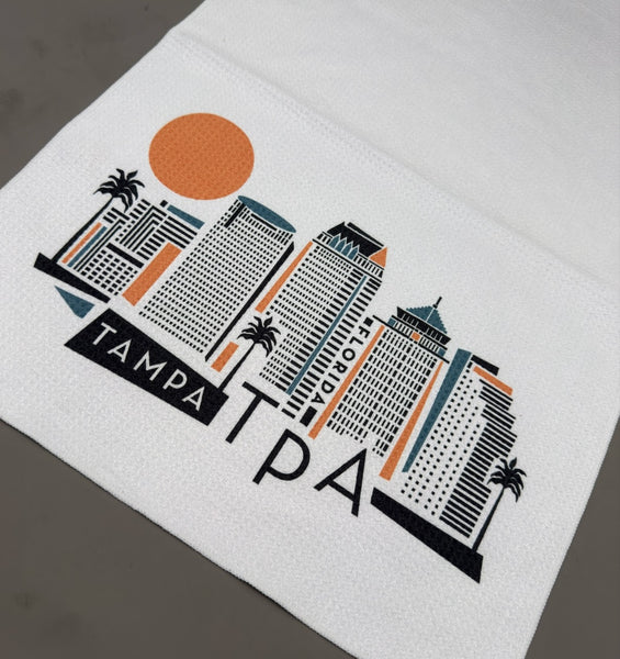 Tampa Florida Geometric Skyline Microfiber Kitchen and Hand Towel