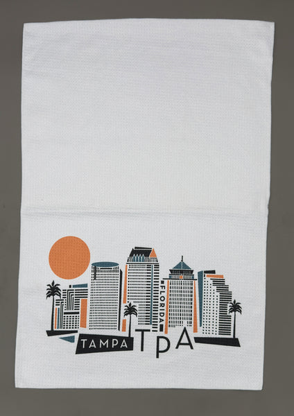 Tampa Florida Geometric Skyline Microfiber Kitchen and Hand Towel