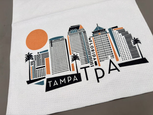 Tampa Florida Geometric Skyline Microfiber Kitchen and Hand Towel