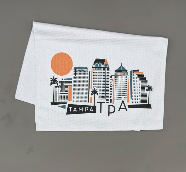 Tampa Florida Geometric Skyline Microfiber Kitchen and Hand Towel