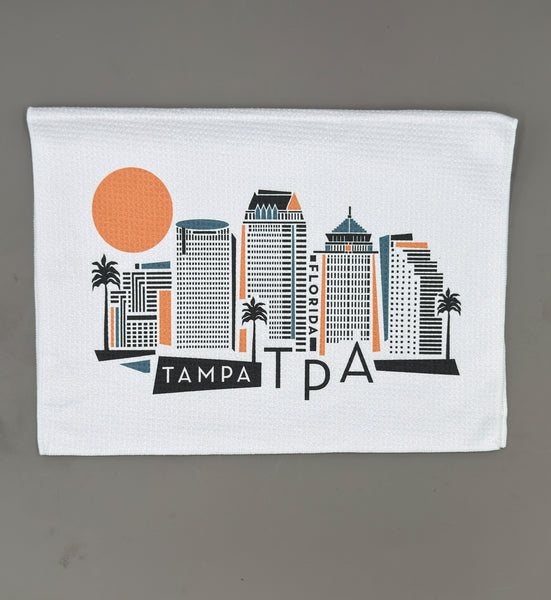 Tampa Florida Geometric Skyline Microfiber Kitchen and Hand Towel