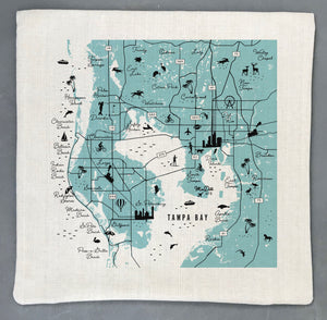 Tampa Bay Area Pin-Your-Home Map Pillow Cover | Icon Decorative Throw Pillow Cushion Sham