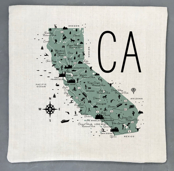 California State Icon Map Pillow Cover | Pin-Your-Home Pillow Cover Decorative Throw Pillow Cushion Sham