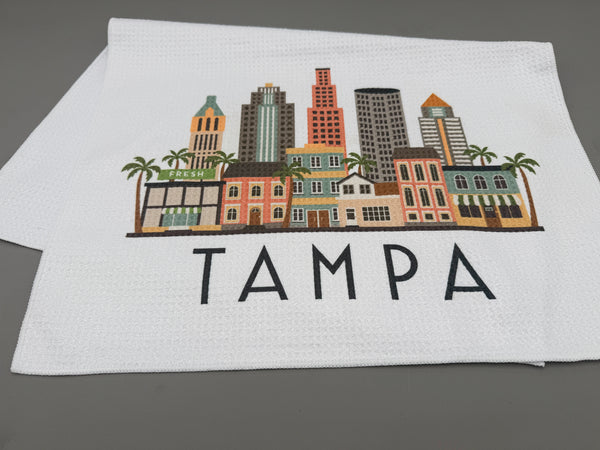 Tampa Florida Skyline Microfiber Kitchen and Hand Towel