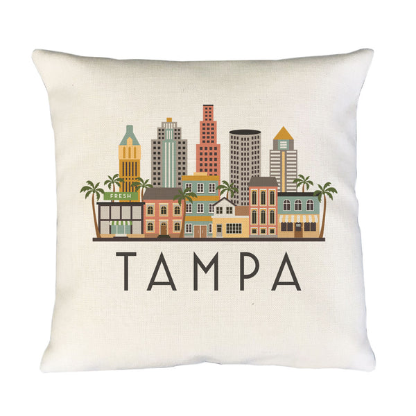 Tampa Florida Skyline Pillow Cover | Graphic Decorative Throw Pillow Cushion Sham
