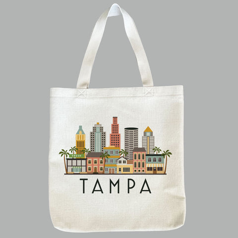 Tampa Florida City Skyline Tote Bag | Shopping Tote Beach Bag