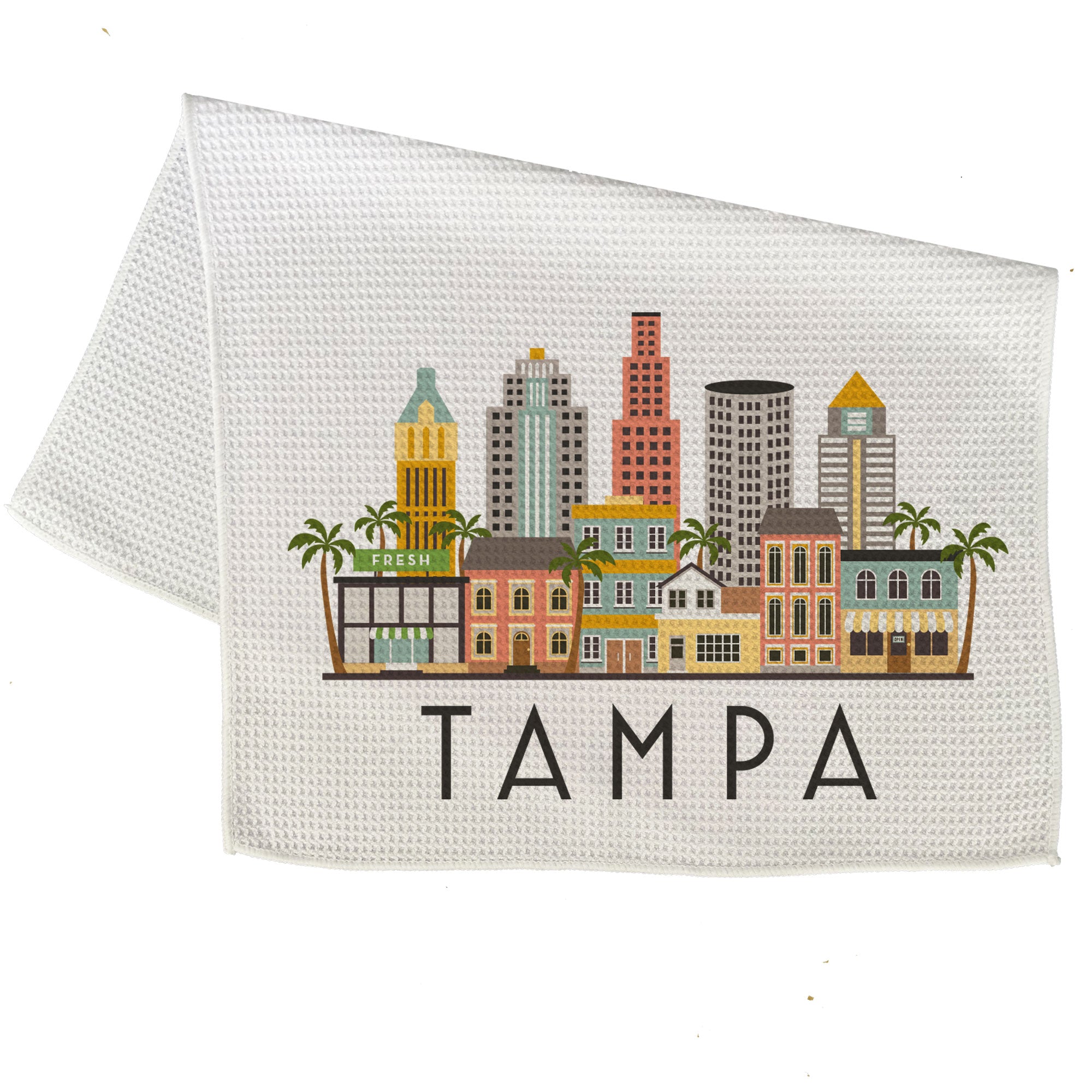 Tampa Florida Cityscape Skyline Graphic Microfiber Kitchen Towel Graphic Print