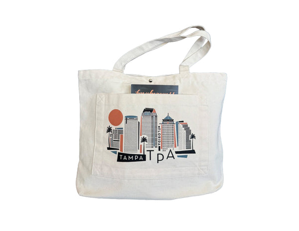 Tampa Geometric Skyline Double Pocket Tote Bag