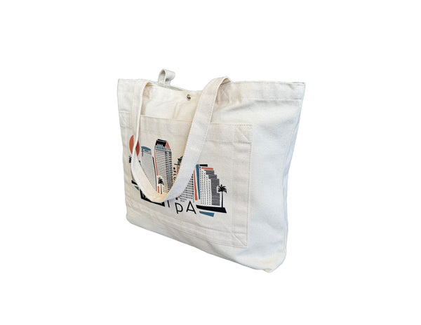 Tampa Geometric Skyline Double Pocket Tote Bag