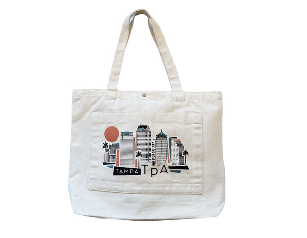 Tampa Geometric Skyline Double Pocket Tote Bag