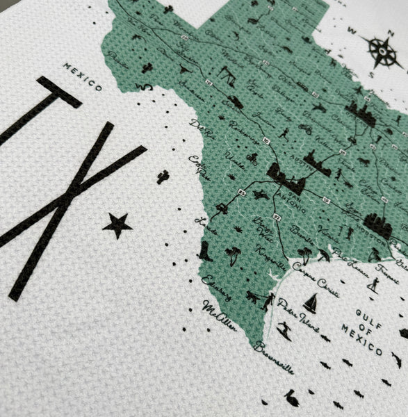 Texas State Map Microfiber Kitchen Towel