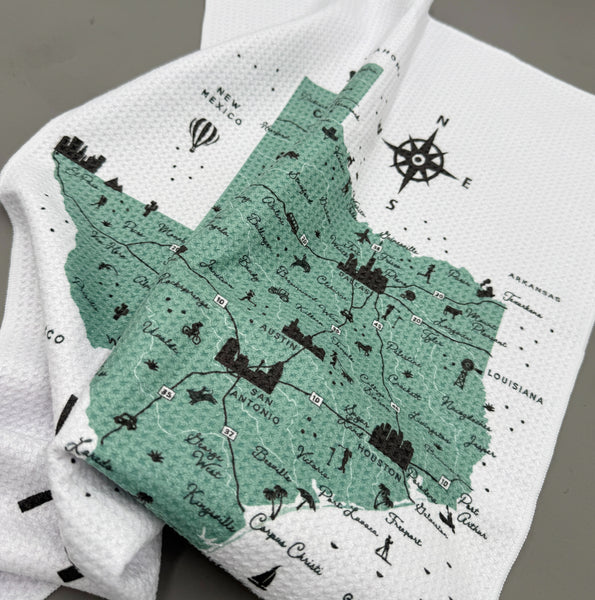 Texas State Map Microfiber Kitchen Towel