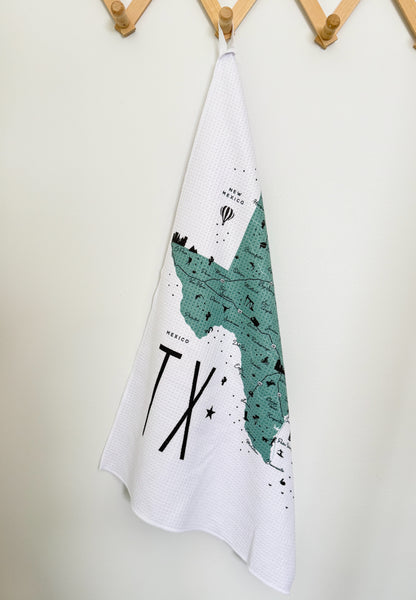 Texas State Map Microfiber Kitchen Towel