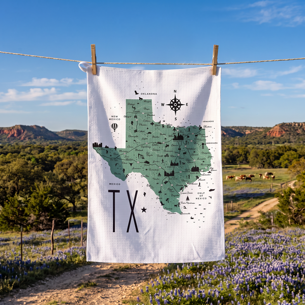 Texas State Map Microfiber Kitchen Towel