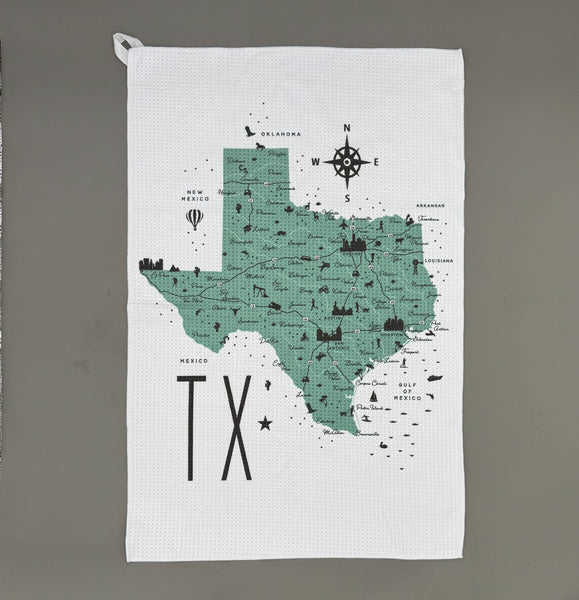 Texas State Map Microfiber Kitchen Towel