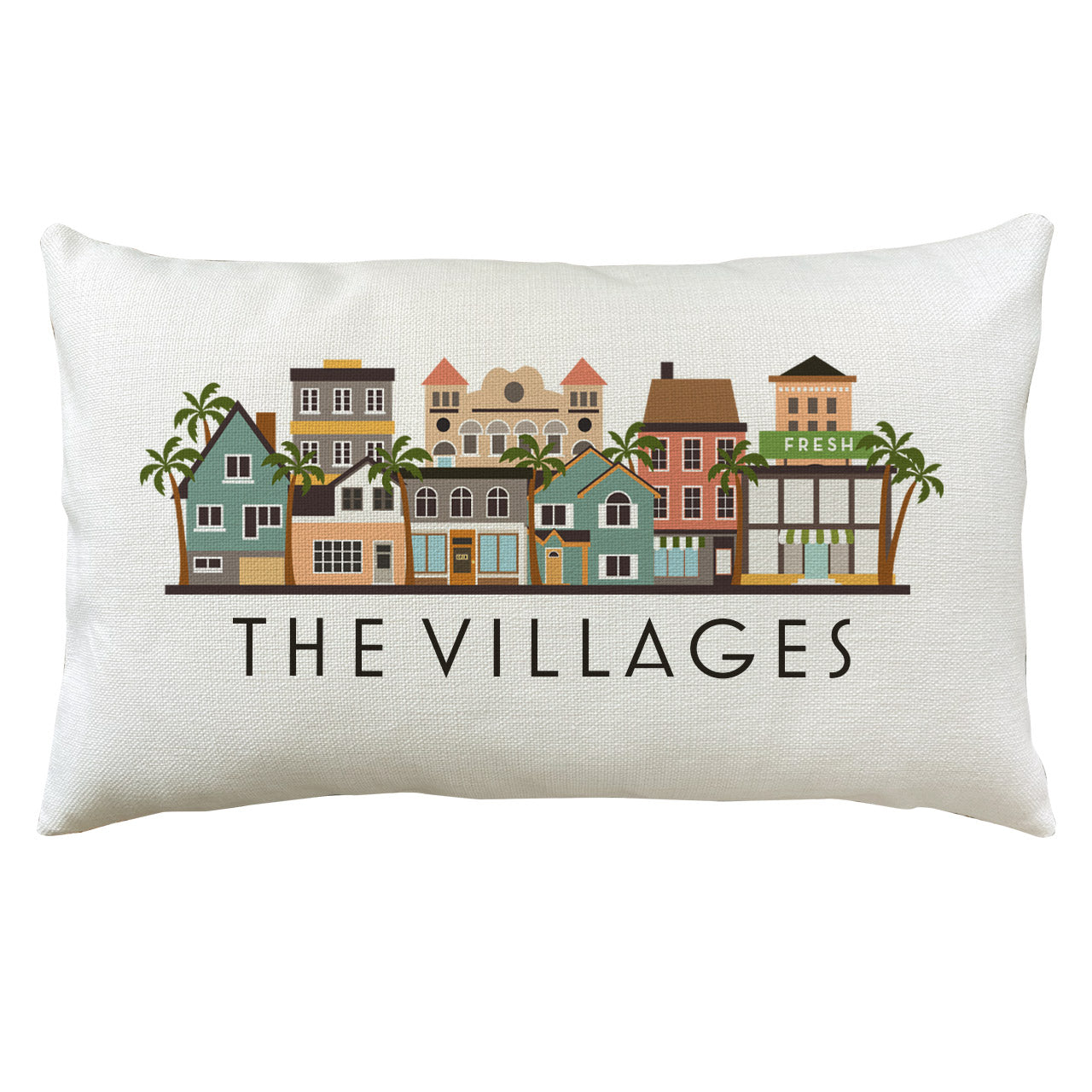 The Villages Florida Graphic Lumbar Pillow Cover | Throw Pillow Cushion Sham