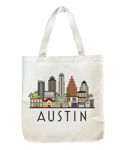 Austin Texas City Skyline Tote Bag | Shopping Tote Beach Bag