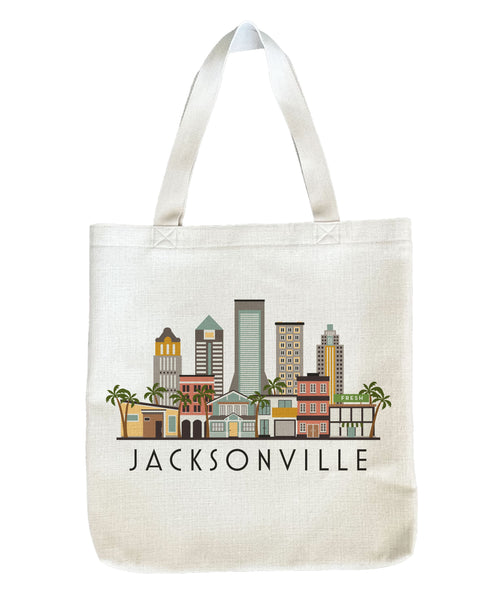 Jacksonville Florida City Skyline Tote Bag | Shopping Tote Beach Bag