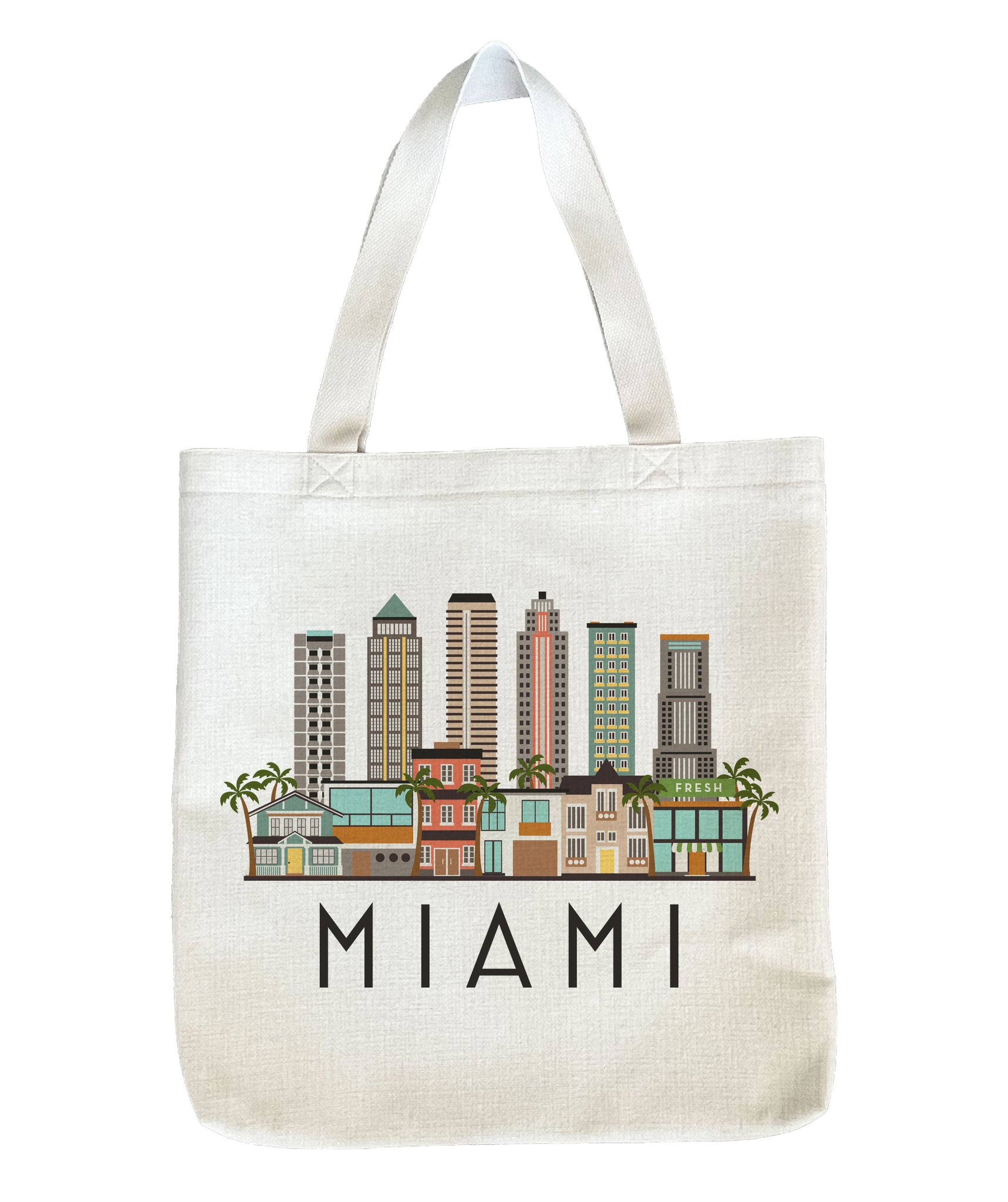 Miami Florida City Skyline Tote Bag | Shopping Tote Beach Bag