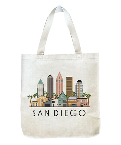 San Diego California City Skyline Tote Bag | Shopping Tote Beach Bag