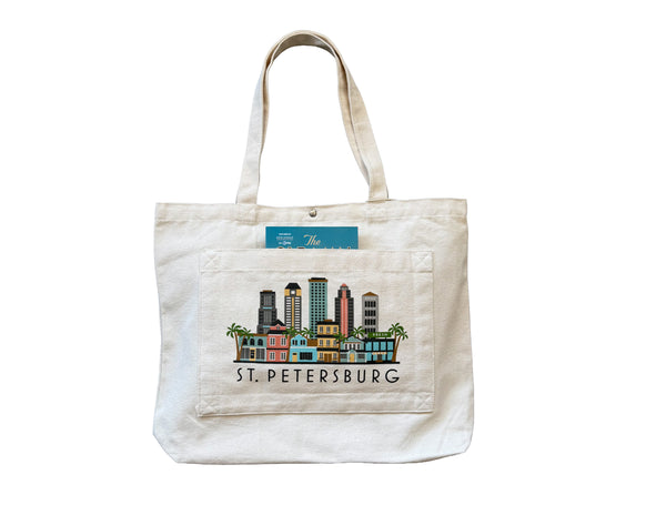 St. Petersburg Florida Skyline Graphic Pocket Tote Bag