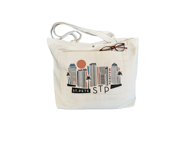 St. Petersburg Geometric Skyline Double Pocket Tote Bag