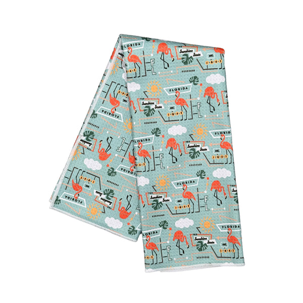 Florida Flamingo Microfiber Kitchen and Hand Tea Towel