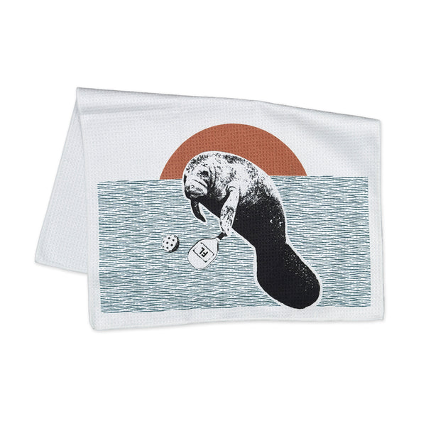 Manatee Playing Pickleball Microfiber Kitchen and Hand Towel
