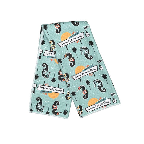 Sunrise Derby Seahorse Pattern Microfiber Kitchen and Hand Towel