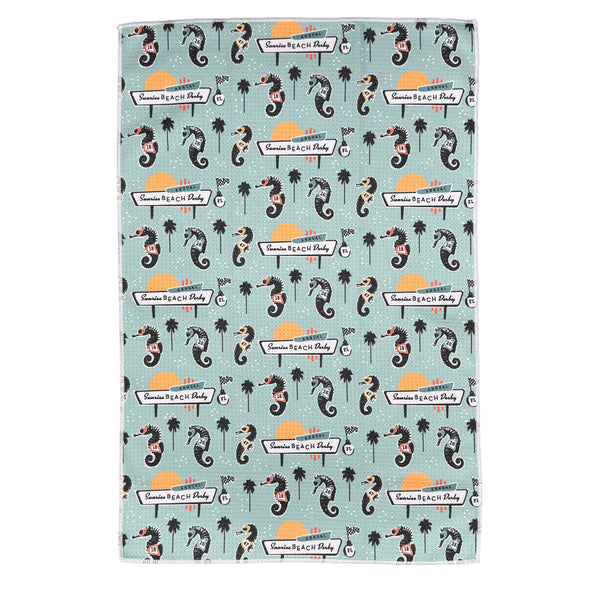 Manatee Floating Club Pattern Microfiber Kitchen and Hand Tea Towel
