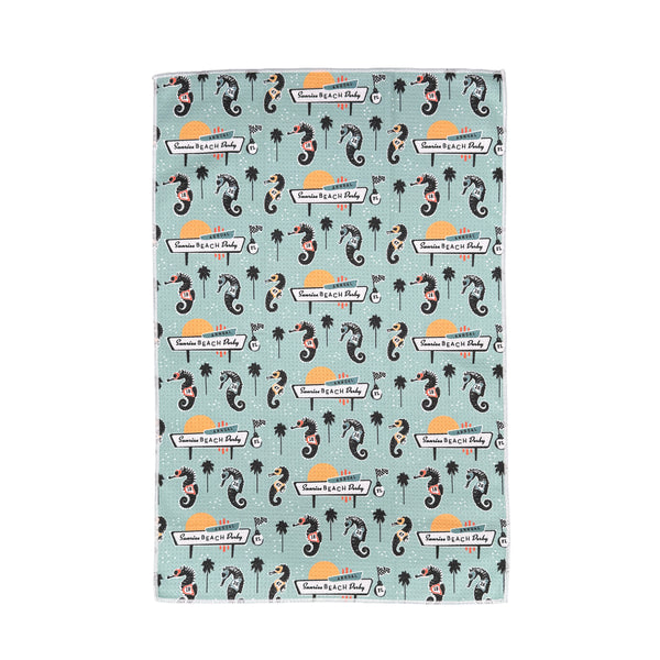 Sunrise Derby Seahorse Pattern Microfiber Kitchen and Hand Towel