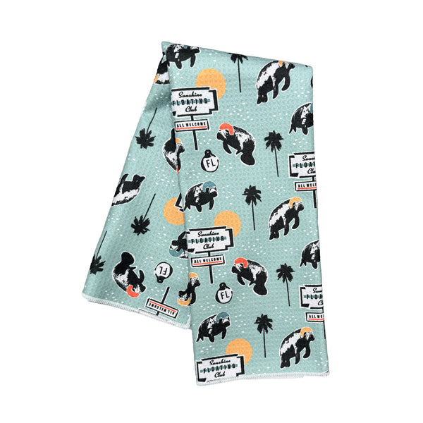 Manatee Floating Club Pattern Microfiber Kitchen and Hand Tea Towel