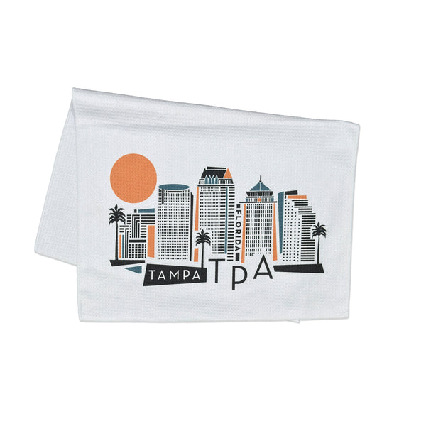 Tampa Florida Geometric Skyline Microfiber Kitchen and Hand Towel