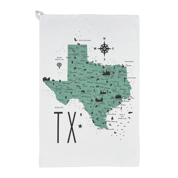 Texas State Map Microfiber Kitchen Towel