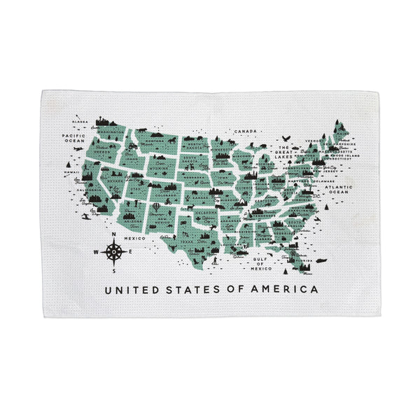 United States Map Microfiber Kitchen and Hand Towel