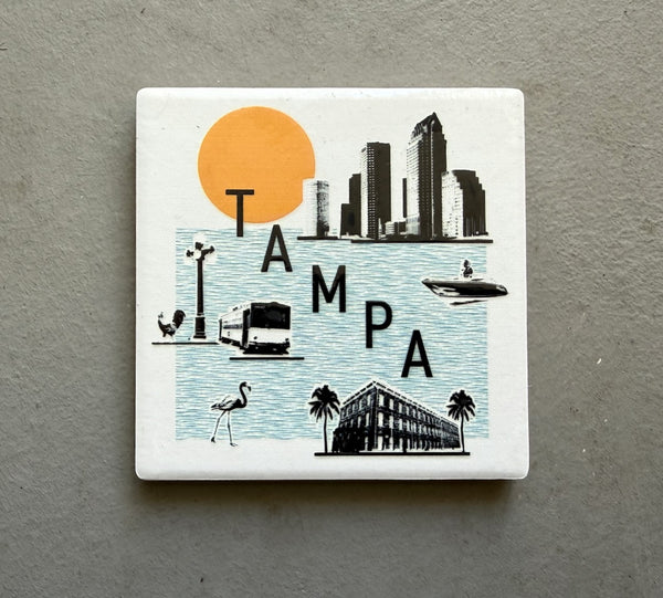 Tampa Florida Collage Skyline Ceramic Fridge Magnet