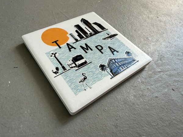 Tampa Florida Collage Skyline Ceramic Fridge Magnet