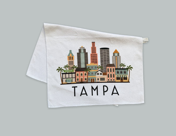 Tampa Florida Skyline Graphic Microfiber Kitchen Towel