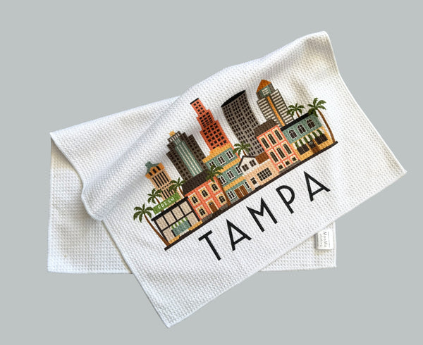 Tampa Florida Skyline Graphic Microfiber Kitchen Towel