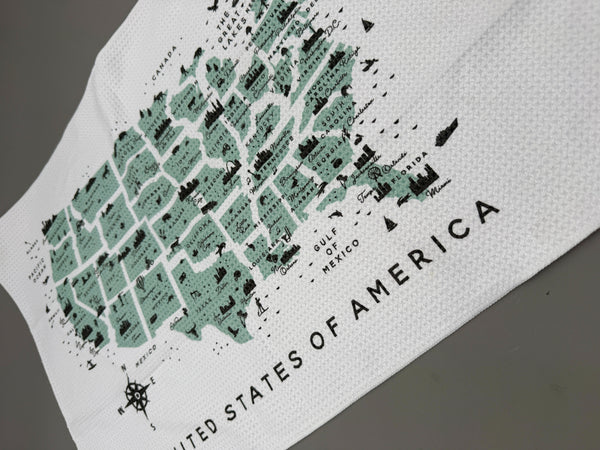 United States Map Microfiber Kitchen and Hand Towel