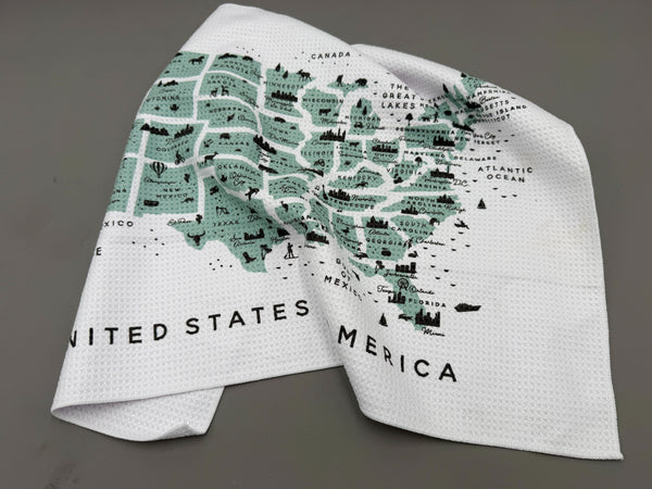 United States Map Microfiber Kitchen and Hand Towel