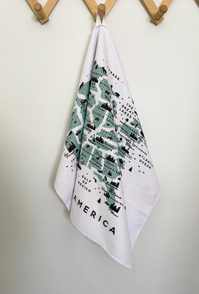 United States Map Microfiber Kitchen and Hand Towel
