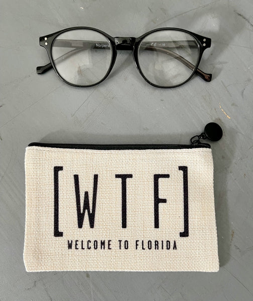 WTF Welcome to Florida Flat Coin Purse Zipper Gift Credit Card Pouch