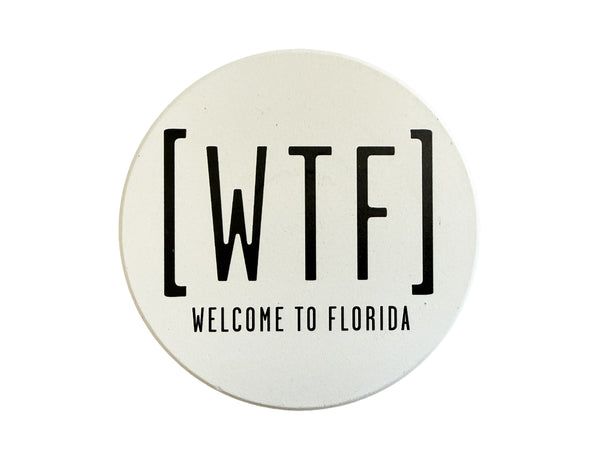 WTF Welcome to Florida Absorbent Flat Ceramic Coaster with Cork Backing