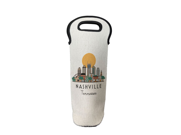 Nashville Tennessee Skyline Wine Carrier Bottle Tote Holder