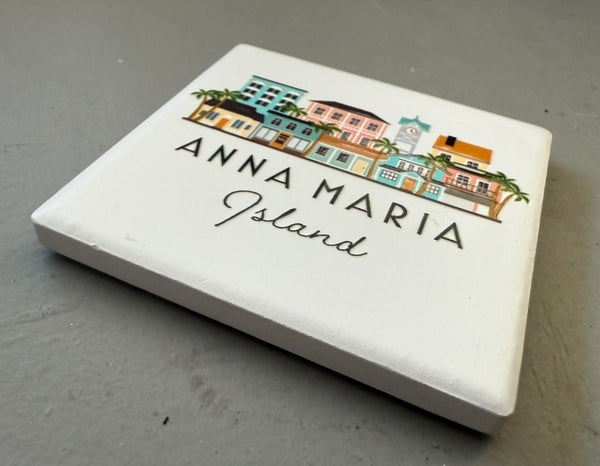 Anna Maria Island Florida AMI Illustrated Skyline Ceramic Fridge Magnet