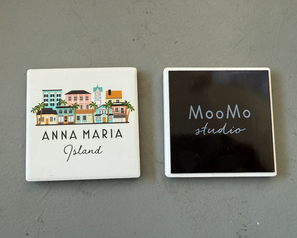 Anna Maria Island Florida AMI Illustrated Skyline Ceramic Fridge Magnet